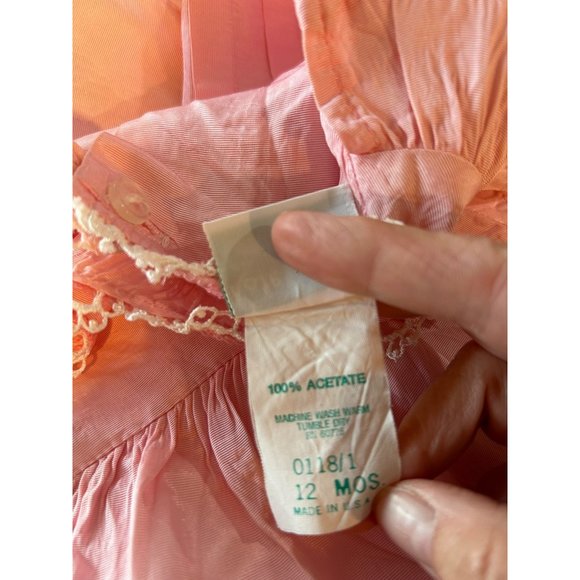 Vintage Kate Greenway Pink Lace Trim with Bow Size 12 Months USA - Picture 5 of 5